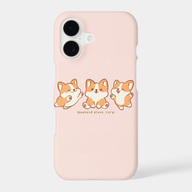 'Weekend plans: Corgi' Cute Kawaii Pink Corgi Gift (Back)