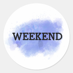 Weekend Purple Abstract Watercolor  Classic Round Sticker