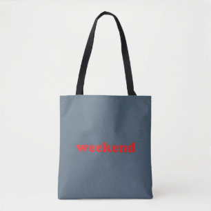 "weekend" red blue / grey tote bag