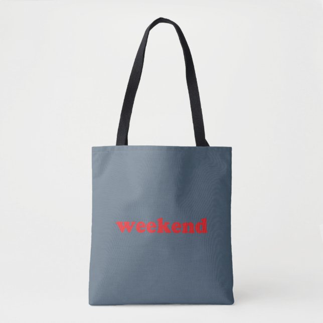 "weekend" red blue / grey tote bag (Front)