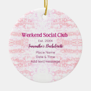 Weekend Social club pink glitter bachelorette part Ceramic Tree Decoration