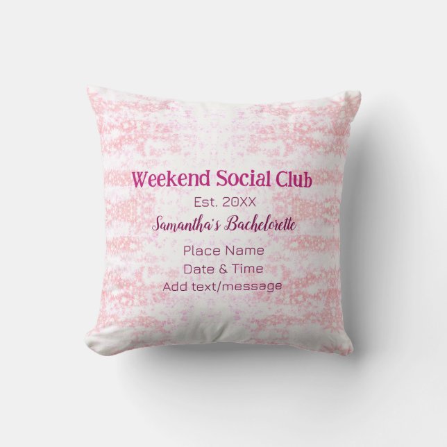 Weekend Social club pink glitter bachelorette part Cushion (Front)