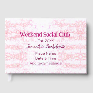 Weekend Social club pink glitter bachelorette part Guest Book