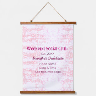 Weekend Social club pink glitter bachelorette part Hanging Tapestry
