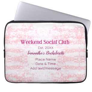 Weekend Social club pink glitter bachelorette part Laptop Sleeve