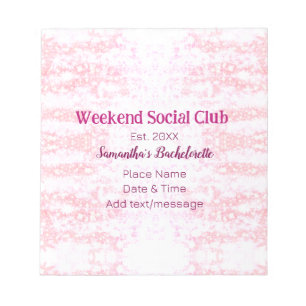 Weekend Social club pink glitter bachelorette part Notepad