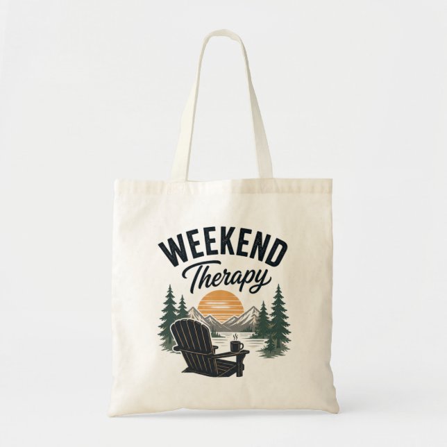 Weekend Therapy Mountain Sunset Nature Relax  Tote Bag (Front)