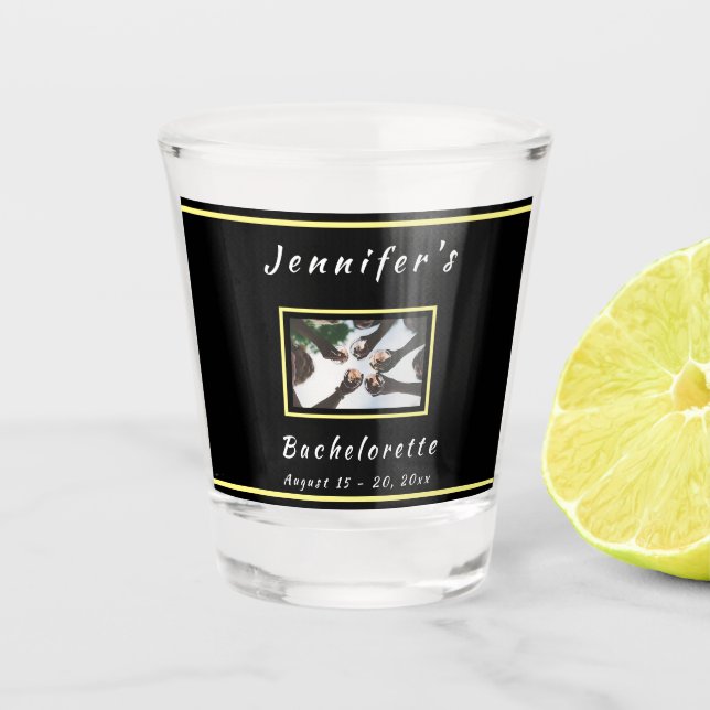 Weekend Trip Personalised Bachelorette Party Black Shot Glass (Front)