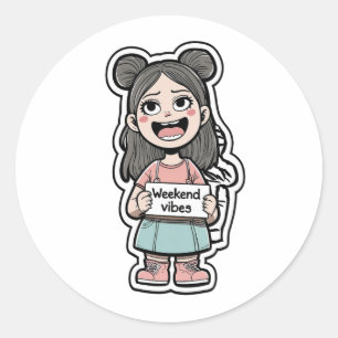 Weekend Vibes Classic Round Sticker