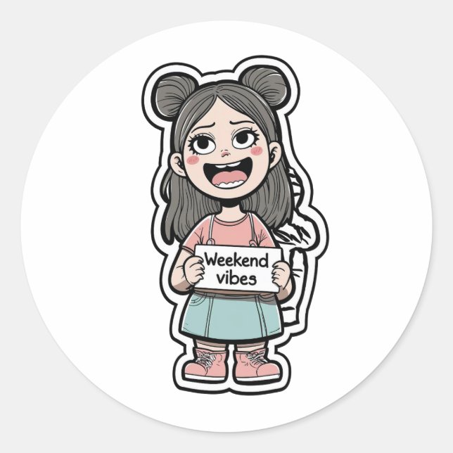Weekend Vibes Classic Round Sticker (Front)