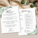 Weekend Wedding Itinerary For Guests Greenery Invitation<br><div class="desc">Get ready to be enchanted by our breathtaking boho chic greenery wedding suite! This stunning collection is the perfect finishing touch for your magical garden-themed wedding, adorned with exquisite illustrations of eucalyptus leaves and flowing elegant calligraphy. If you're dreaming of something extra special or have a unique request, don’t hesitate...</div>