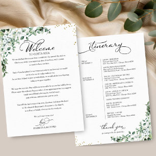 Weekend Wedding Itinerary For Guests Greenery Invitation
