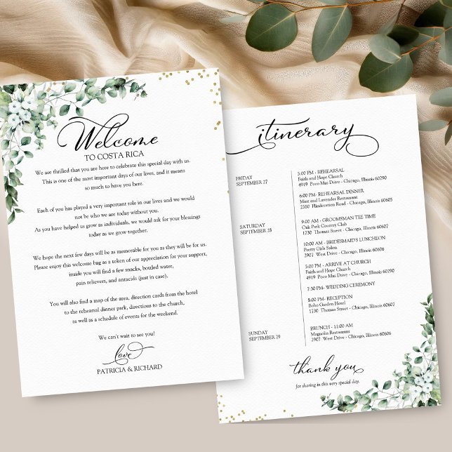 Weekend Wedding Itinerary For Guests Greenery Invitation (Creator Uploaded)