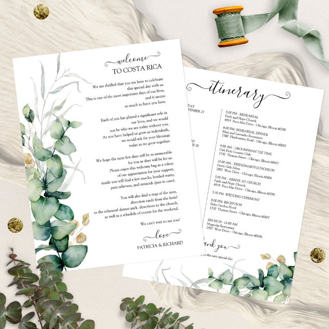 Weekend Wedding Itinerary Greenery Eucalyptus (Creator Uploaded)