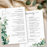 Weekend Wedding Itinerary Greenery Eucalyptus Invitation<br><div class="desc">Get ready to be mesmerised by our breathtaking greenery wedding suite! Featuring exquisite illustrations of eucalyptus leaves and complemented by striking elegant calligraphy, this suite is the ultimate finishing touch for your enchanting garden-themed wedding. If you're looking for something extra or have a special request in mind, don’t hesitate to...</div>