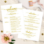 Weekend Wedding Schedule Elegant Gold Calligraphy Invitation<br><div class="desc">Weekend Wedding Schedule Elegant Calligraphy Black and White Cards</div>