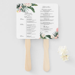 Weekend Wedding Schedule Tropical Floral Hand Fan