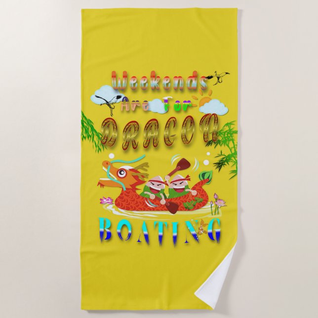 Weekends Are For Dragon Boating Beach Towel (Front)