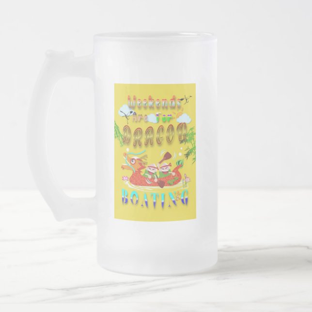 Weekends Are For Dragon Boating Frosted Glass Beer Mug (Left)