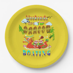 Weekends Are For Dragon Boating Paper Plate