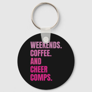 Weekends Coffee And Cheer Comps Retro Cheerleading Key Ring