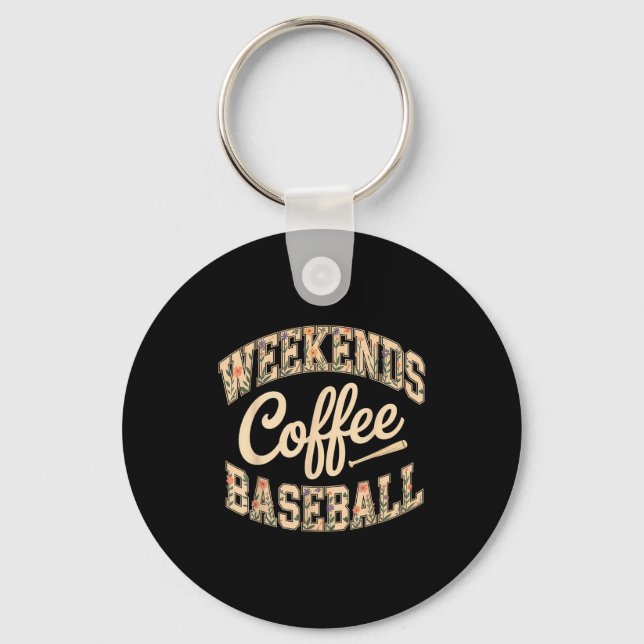 Weekends coffee baseball cute retro mum life with key ring (Front)