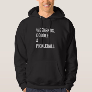 Weekends Doodle and Pickleball Cute Goldendoodle L Hoodie