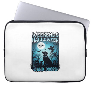 Weekends Halloween Dogs Ghost Full Moon Silhouette Laptop Sleeve