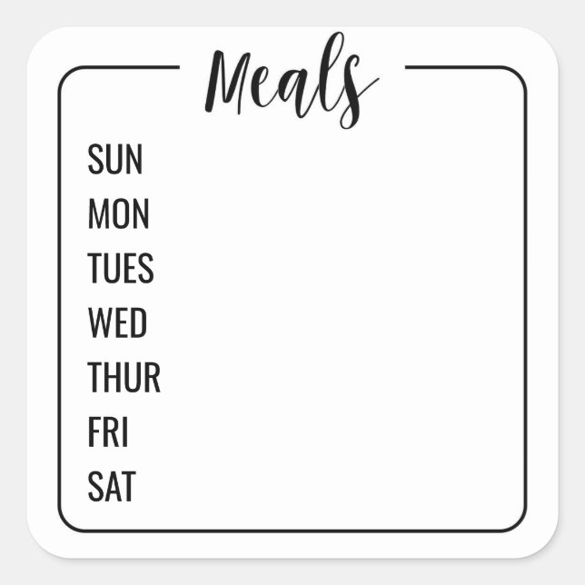 Weekly Bullet Journal Meal Planner Square Sticker (Front)