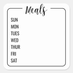 Weekly Bullet Journal Meal Planner Square Sticker