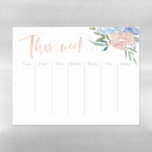 Weekly calendar magnetic dry erase sheet<br><div class="desc">Featuring text in a brush watercolor along with watercolor florals,  this weekly calendar has blank spots for all your to-dos and reminders</div>