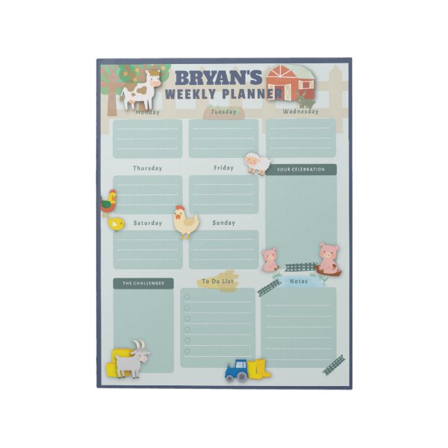 Weekly Calendar with Farm Images Notepad (Rotated)