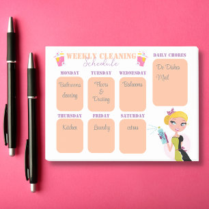 weekly cleaning schedule checklist stylish chic post-it notes