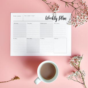 Weekly, day by day Organiser Notepad