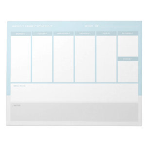 Weekly Family Schedule Notepad