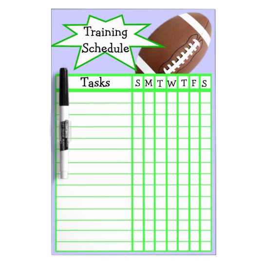 Weekly football training schedule dry erase board