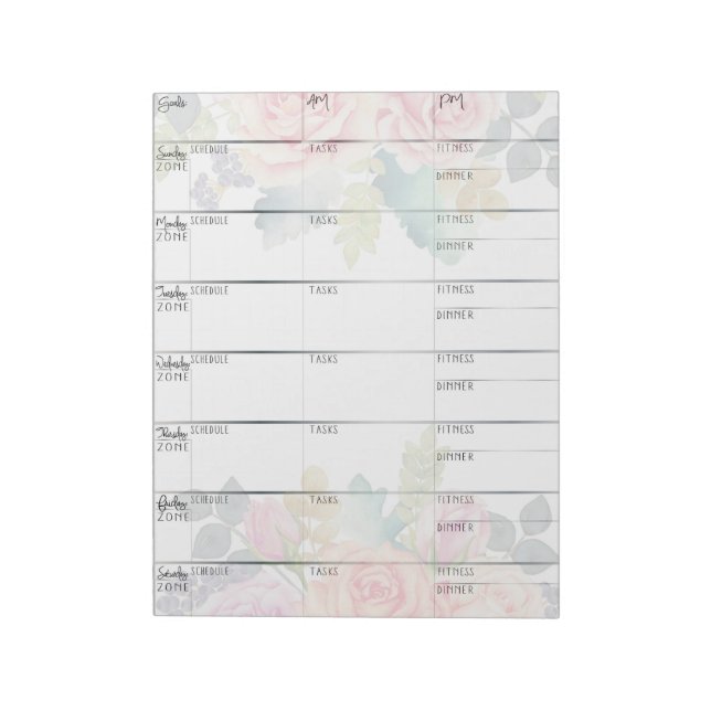 Weekly Goal Planning Checklist Planner Notepad (Rotated)
