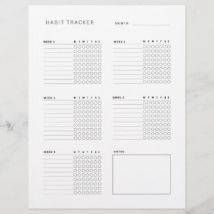 Weekly Habit Planner and Tracker Printable Custom Letterhead