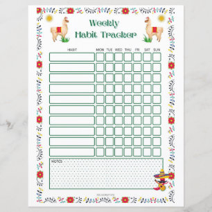 Weekly Habit Tracker Printable - Lama Edition