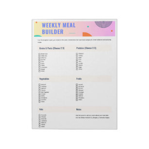 Weekly Meal Builder Notepad