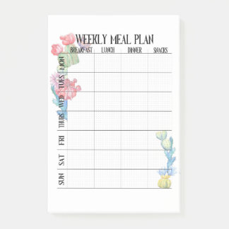 Weekly meal plan page post-it notes