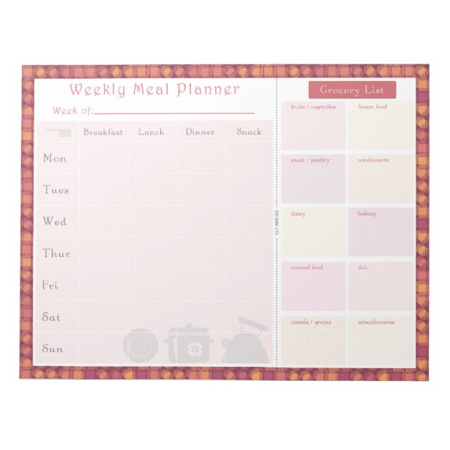 Weekly Meal Planner Autumn Overlap Notepad (Front)