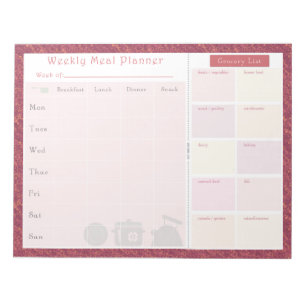 Weekly Meal Planner Autumn Rose Notepad