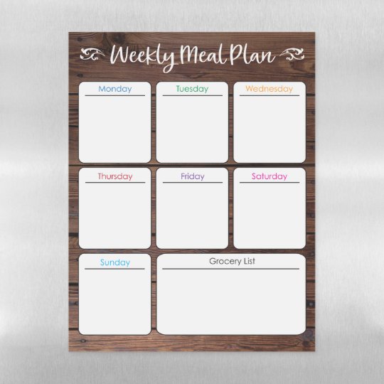 Weekly Meal Planner Dark Brown Dry Erase Board Zazzle.co.uk