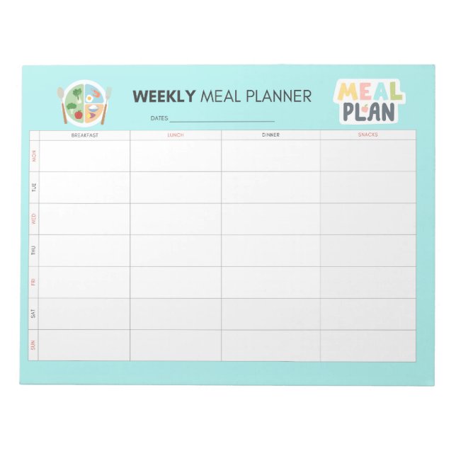 Weekly Meal Planner Healthy Eating Routine  Notepad (Front)