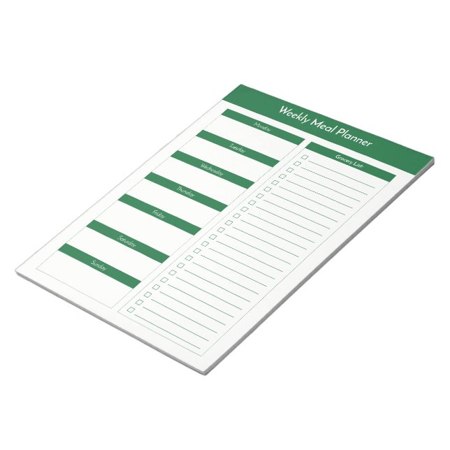 Weekly Meal Planner - Hunter Green Notepad (Angled)