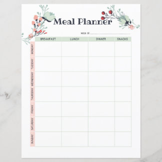 Weekly Meal Planner in Cute Floral Style