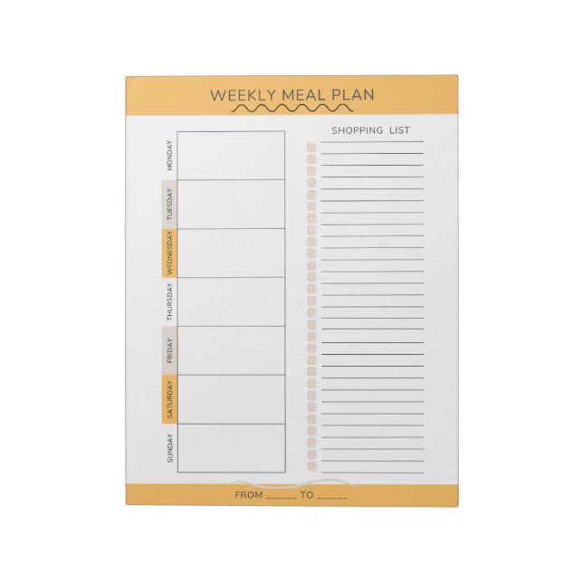 Weekly Meal Planner Neutral Colours Notepad (Rotated)