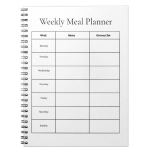 Weekly Meal Planner Notebook