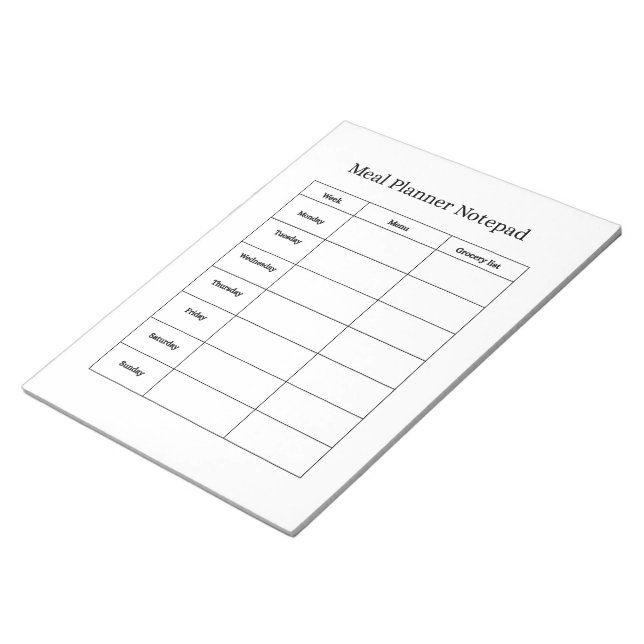 Weekly Meal Planner Notepad (Angled)